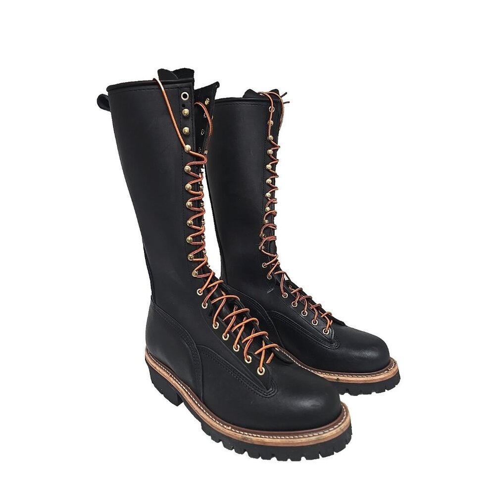 Hoffman Men's 16" Pole Climber Boots *Made In USA* Black Leather Size 12B